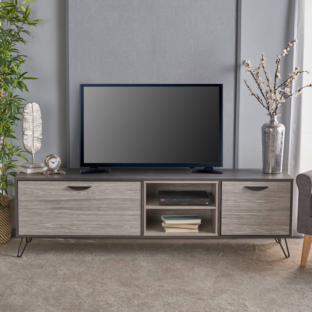 71.1" TV Stand with One Fold-Out Cabinet, One Regular Cabinet and Two Shelves for TVs Up to 79"