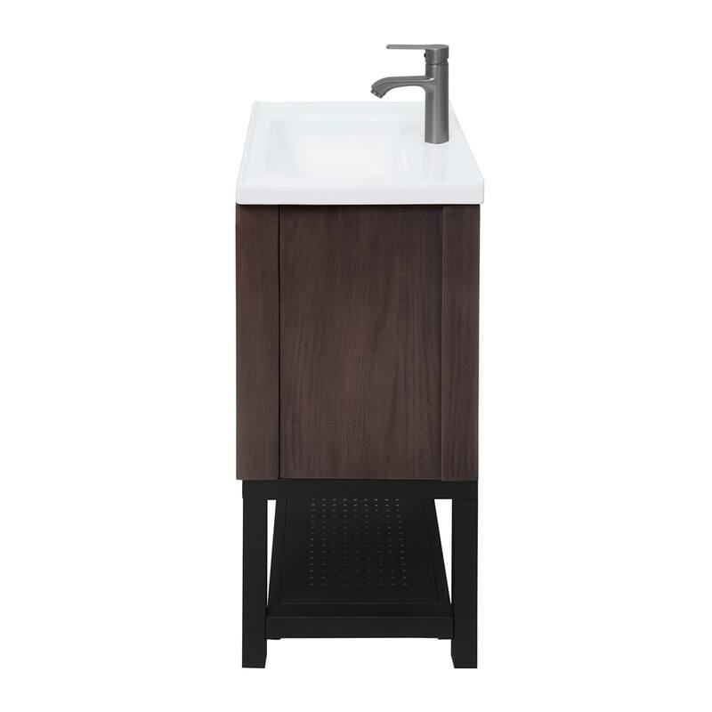 24" Bathroom Vanity with White Ceramic Sink & Hot and Cold Faucet