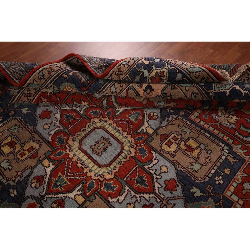 Orange Heriz Serapi Oriental Area Rug Hand-Knotted Wool Carpet - 8'7"x 12'0"