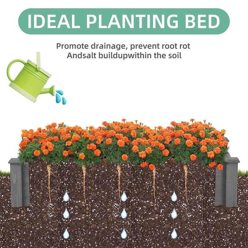 Cedar Wood Outdoor Raised Garden Bed Kit, Planter Box, Tool-Free Assembly
