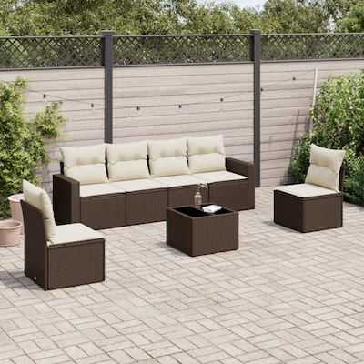 vidaXL Garden Sofa Set Brown, Cream White - 21.7 x 21.7 x 14.6