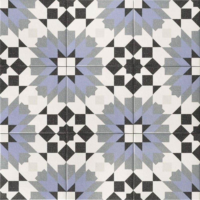 Garden Peony 8x8 Blue Matte Porcelain Tile - Floor & Wall