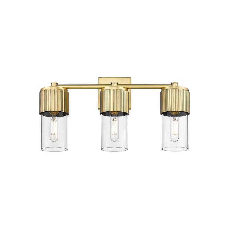 Innovations Lighting Bolivar - 3 Light 7" Wall-Mounted Bath Vanity Light - Clear/Brushed Brass