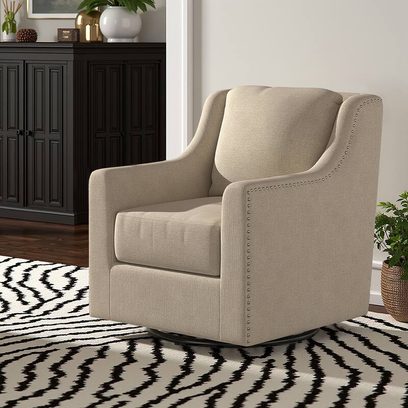 Orwyn Nailhead Slope Arm Swivel Chair by iNSPIRE Q Classic