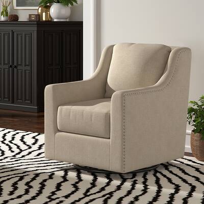 Orwyn Nailhead Slope Arm Swivel Chair by iNSPIRE Q Classic