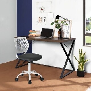 Modern Computer Desk with Console Table, Metal X-Shaped Table Legs ...