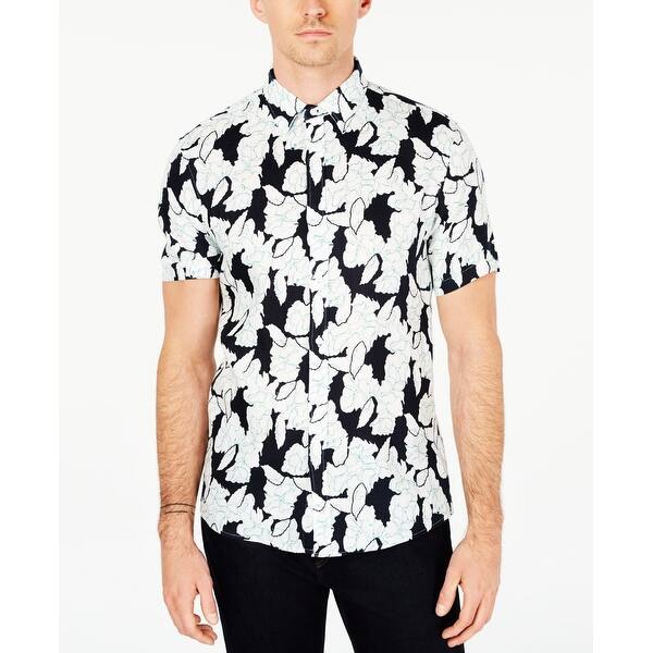 Shop Michael Kors Mens Shirt Black Size 2xl Linen Frye Floral