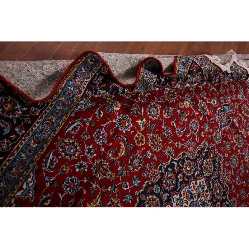 Red Medallion Kashan Turkish Rug Traditional Machine-Made Carpet - 9'7" x 12'5"