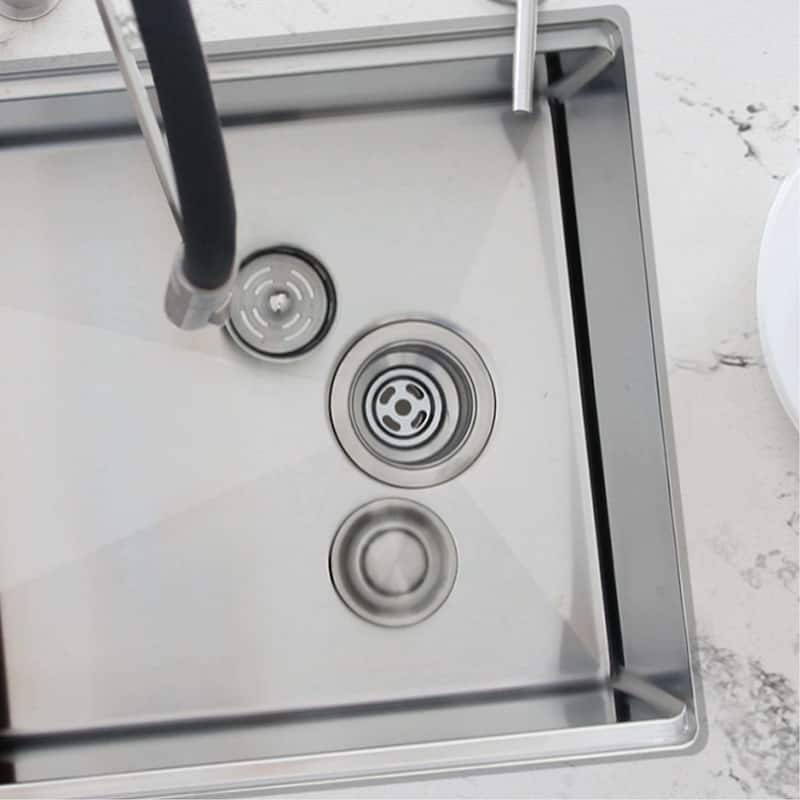 AZUNI 3.5-inch Kitchen Sink Strainer with Extra Deep Removable Waste Bin - Fits Standard 3.5" drain Opening. - Brushed Stainless Steel