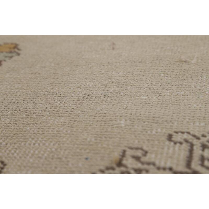 Geometric Tabriz Persian Area Rug Hand-Knotted Beige Wool Carpet - 9'10"x 12'6"