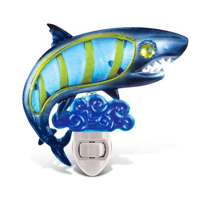 CoTa Global Shark Glass Art Night Light, Manual On And Off Switch - ‎2 x 6 x 4 inches