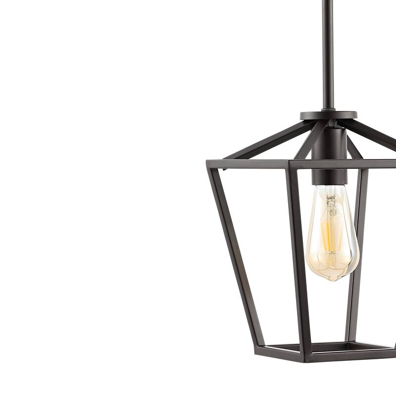 Amara 7.88" 1-Light Industrial Farmhouse Iron LED Pendant, Oil Rubbed Bronze by JONATHAN Y