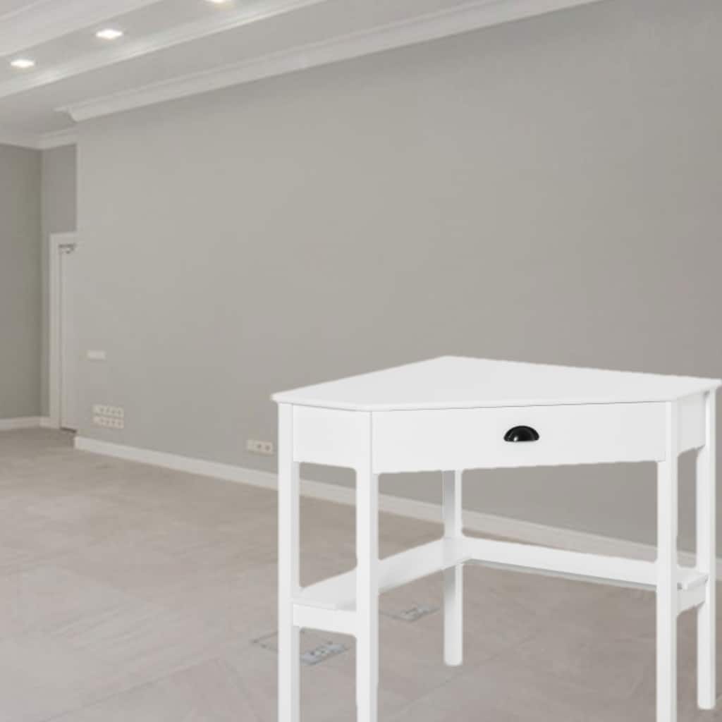 Triangle-Shaped Corner Desk with Drawer and Shelves ,Small Space Computer Desk for Living Room or Bedroom