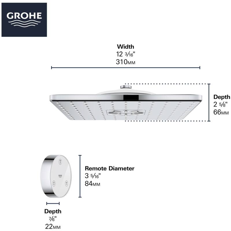 Grohe Rainshower 1.75 GPM Multi Function Shower Head with SmartConnect