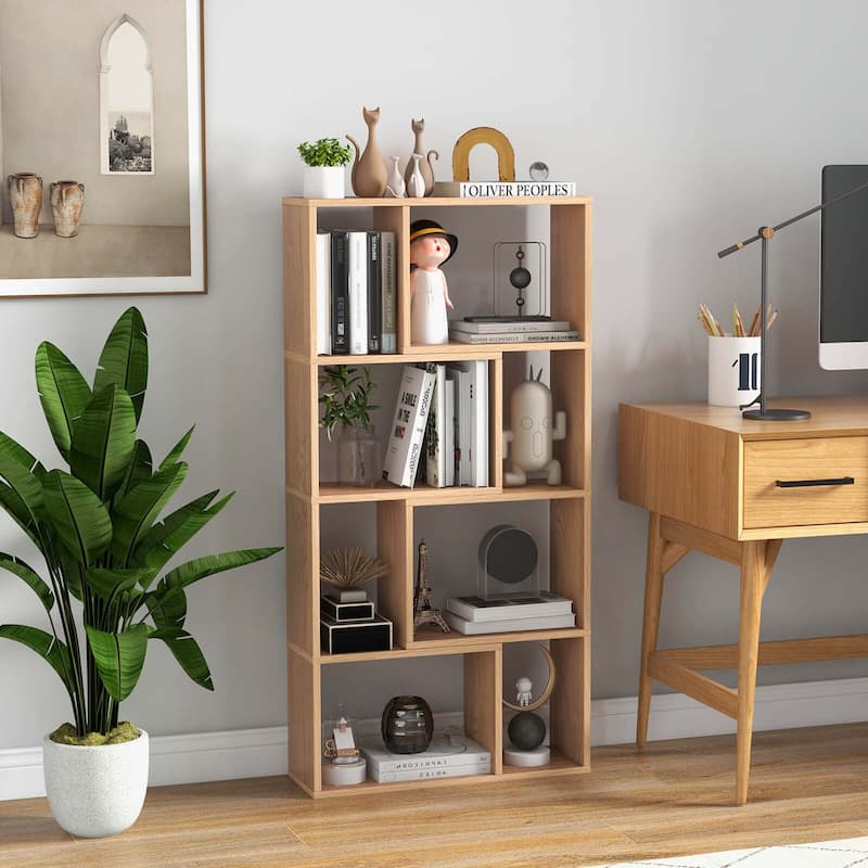 Costway 48" Geometric Bookshelf Open-back Bookcase with 8 Cubes 2 - See Details