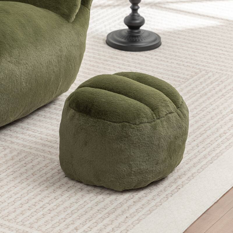 Faux Fur Bean Bag Chair with Back Support & Footstool - Comfy Floor Sofa for Adults & Kids, Living Room, Bedroom (2 Options)