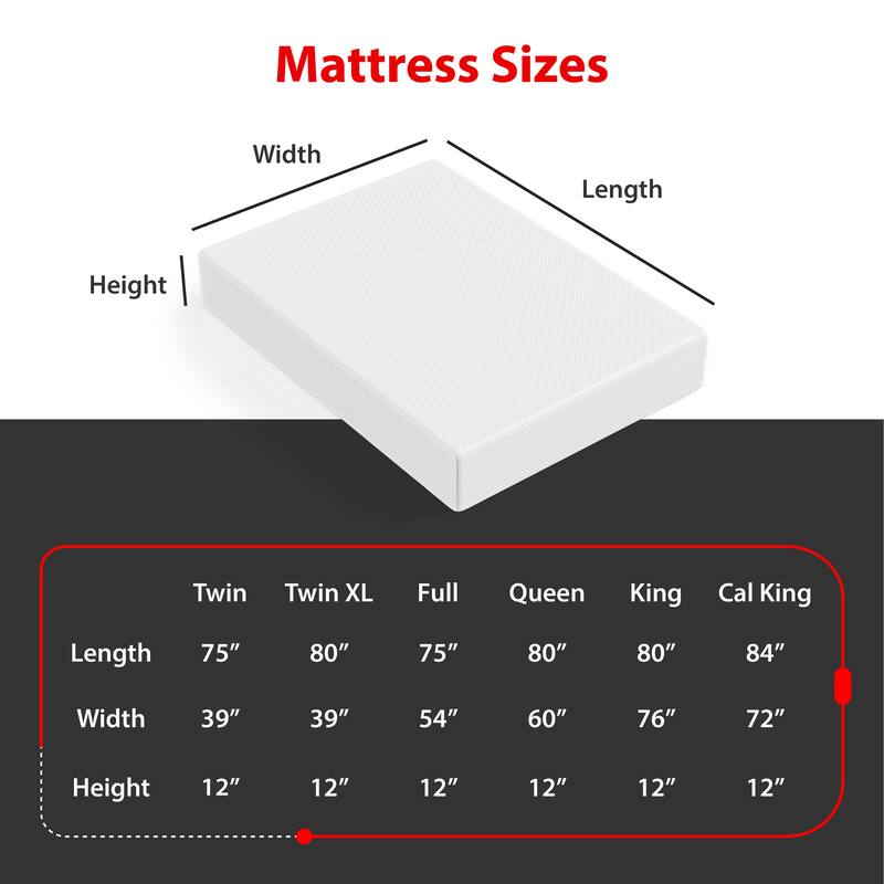 O-Sleep 12" Gel Memory Foam Mattress in a Box with CertiPUR-US and OEKO-TEX