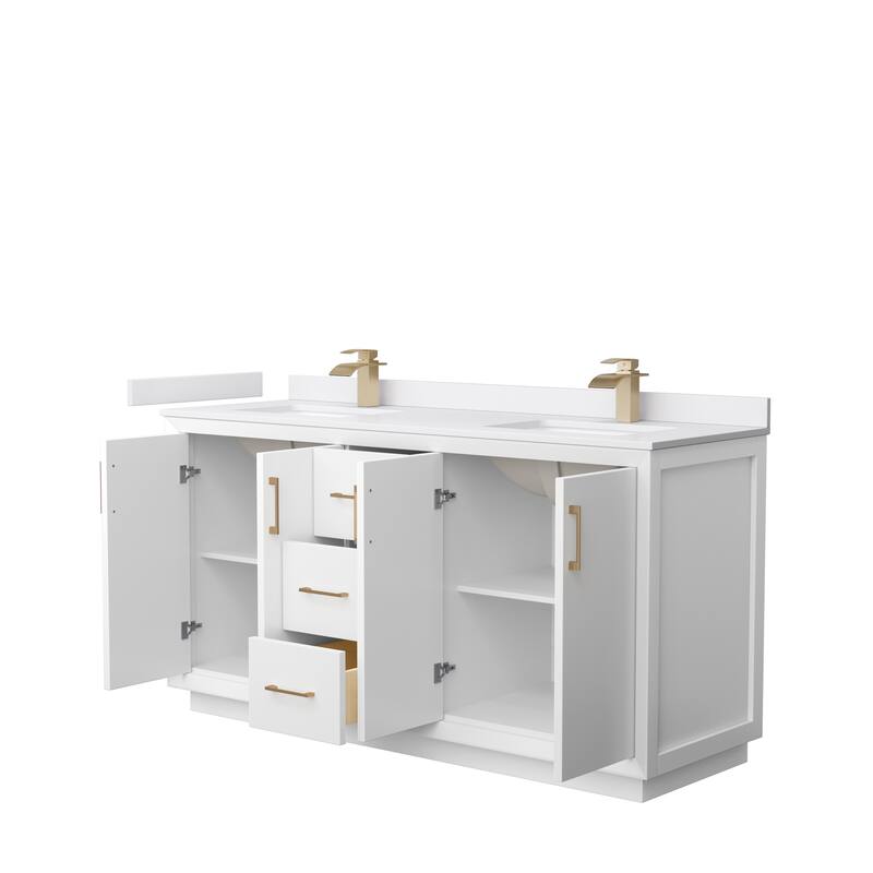 Strada 66-Inch Double Vanity Set, Cultured Marble Top