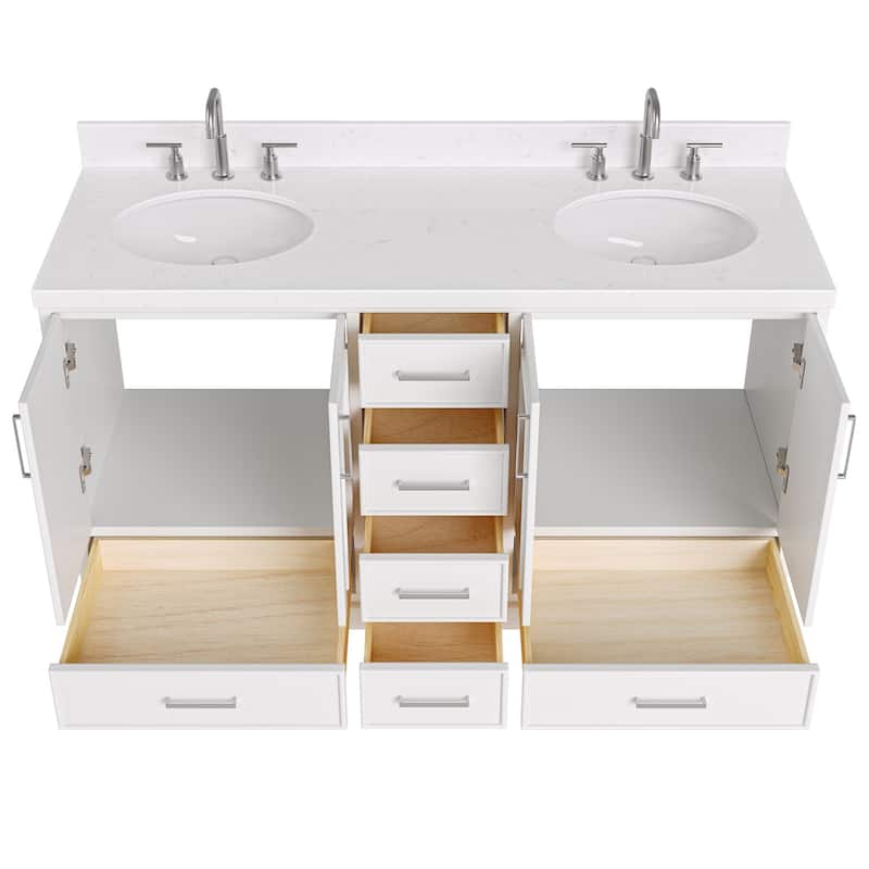 Ariel M060DCQOVO Stafford 60" Free Standing Double Basin Vanity Set