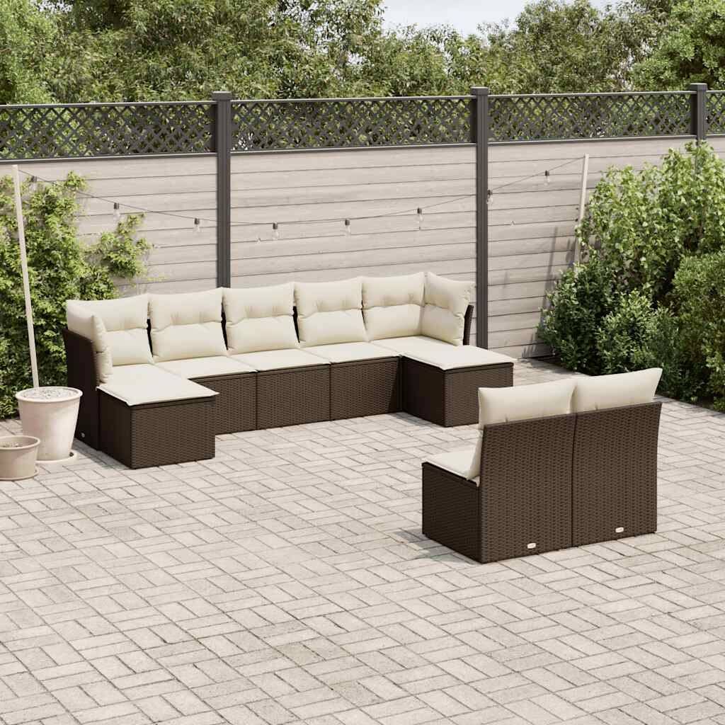 vidaXL Garden Sofa Set Brown PE Rattan Large Modular Garden Sofa Set - 21.7 x 21.7 x 14.6