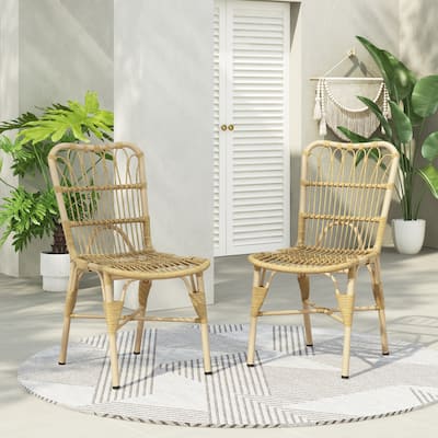 Christopher Knight Home - Modern Outdoor PE Wicker Dining Chairs, Set of 2