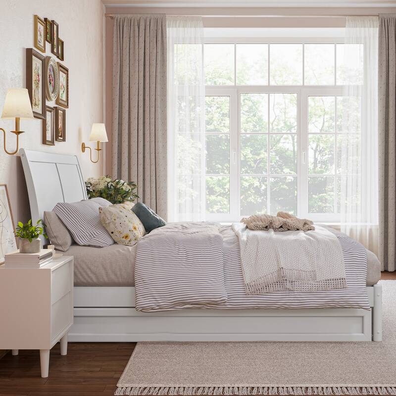 Andorra Platform Bed with Panel Footboard and Twin Trundle