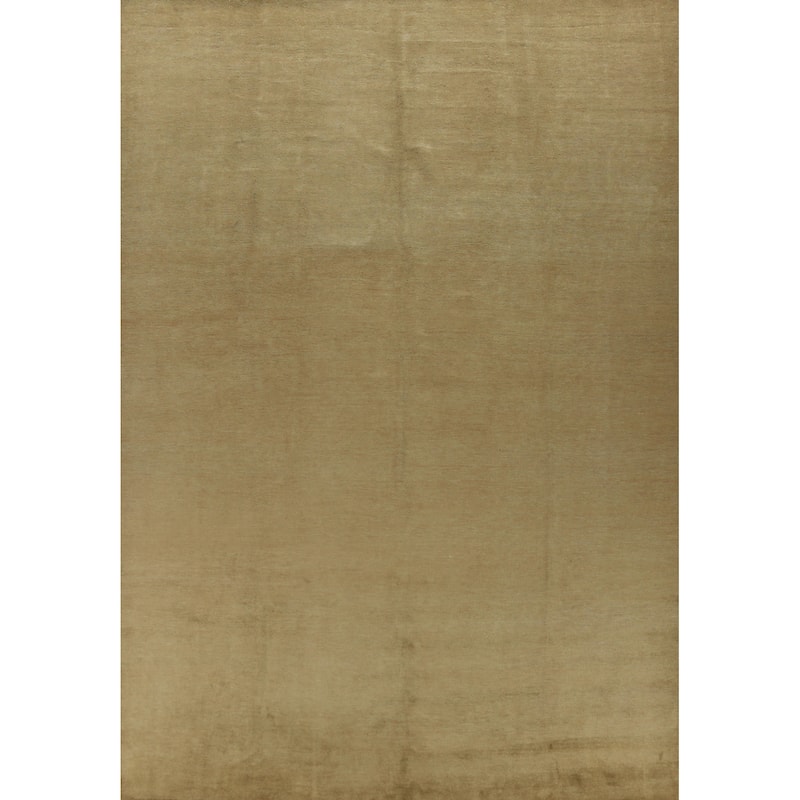 Hand Knotted Oriental 100% Wool Carpet Modern Solid Green Gabbeh Area Rug - 13' 4'' X 10' 2''