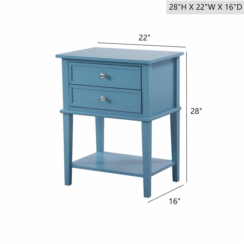 Chic Teal Nightstand with Open Shelf for Quick Access