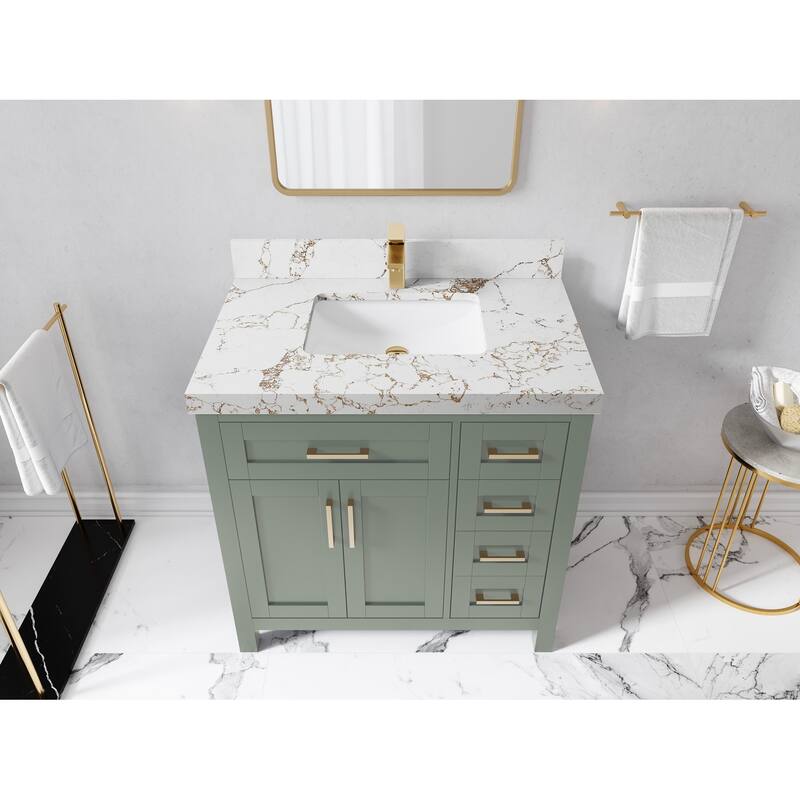 Willow Collections 36 in. W x 22 in. D Cambridge Single Sink Bathroom Vanity Center with Countertop - 2"Viola Gold - Evergreen