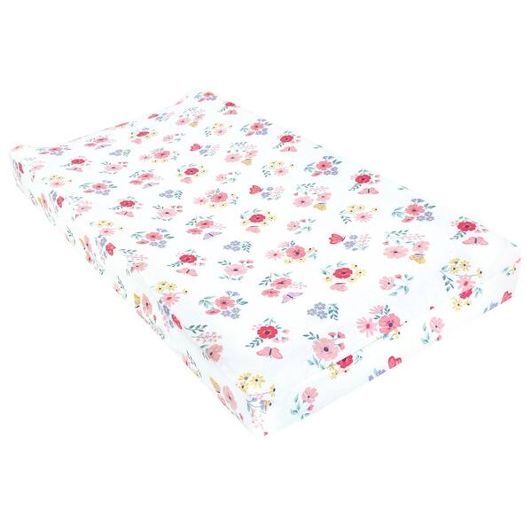 slide 1 of 1, Hudson Baby Infant Girl Changing Pad Cover, Butterfly Floral, One Size - Butterfly Floral Cotton - Butterfly Floral