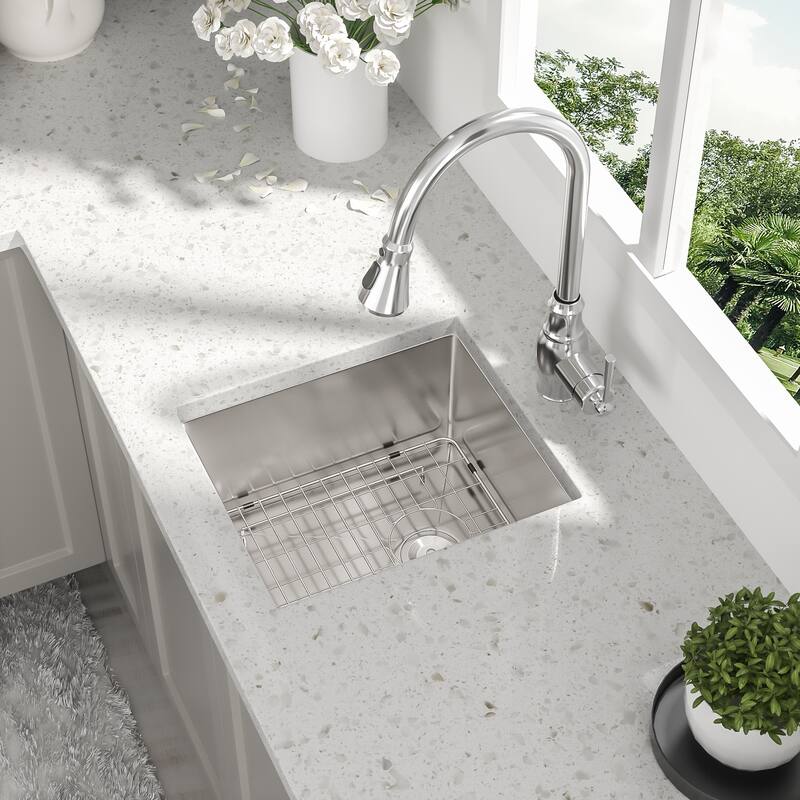 Undermount 16 Gauge Single Bowl Stainless Steel Kitchen Sink in Brushed Nickel