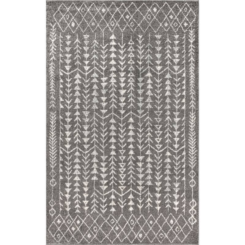 JONATHAN Y Asilah Moroccan Geometric Area Rug - 5 X 8 - Grey/Cream