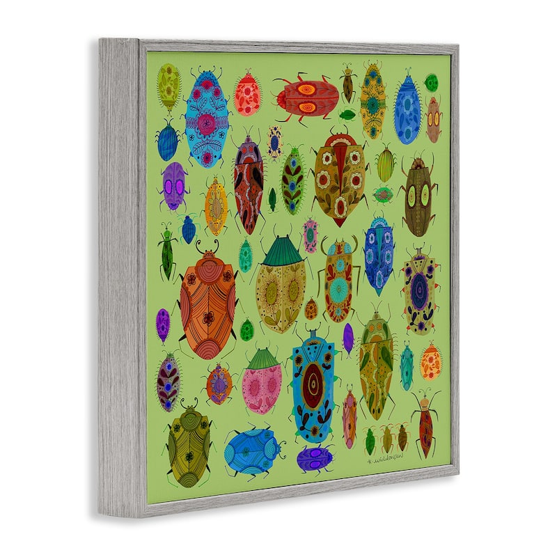 Stupell Flowery Bugs & Insects Framed Giclee Art Design By Kay Widdowson