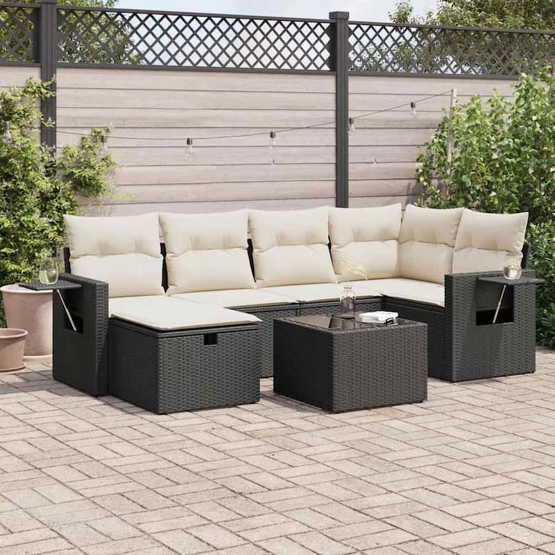 vidaXL Garden Sofa Set Beige/Black/Brown/Grey