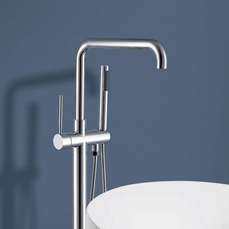 Topcraft Floor Mounted Bathtub Filler with Handheld Showerhead