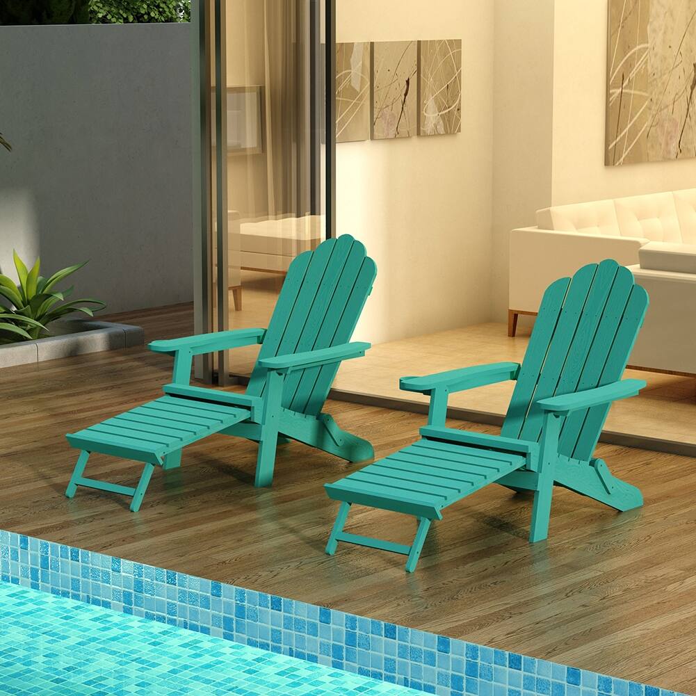Folding Adirondack Chair with Cup Holder, for Patio Deck Garden