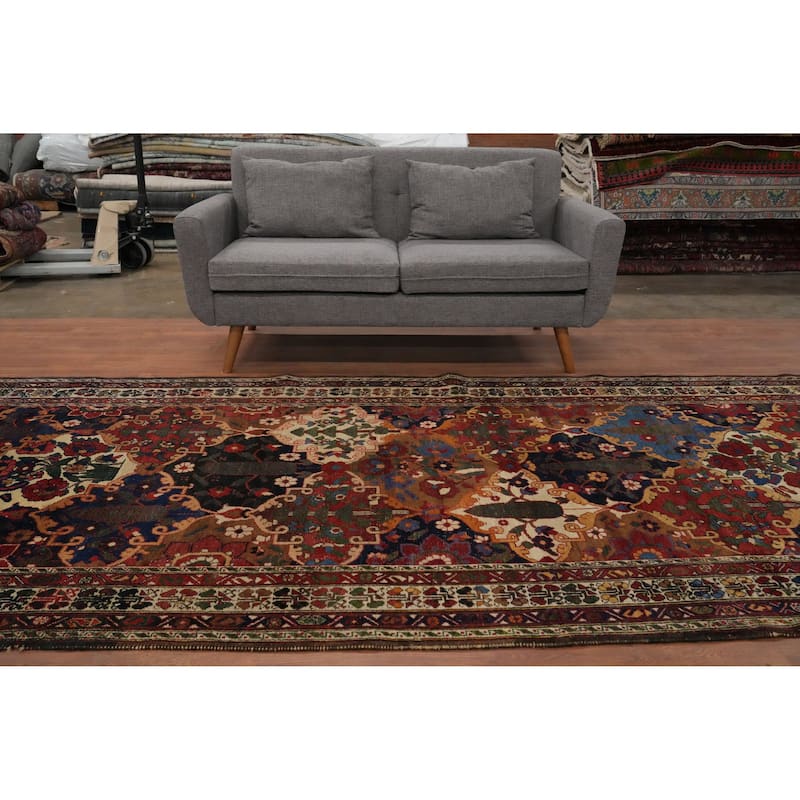 Hand Knotted Oriental 100% Wool Carpet Traditional Floral Multi-Colored Bakhtiari (Shalamzar) Area Rug - 12' 0'' X 4' 11''