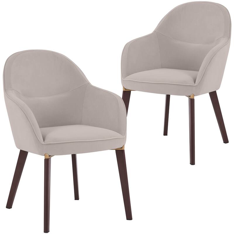 Elias Dining Chair Upholstered in Leather Velvet and Powder Coated Legs Set of 2 - Light Grey