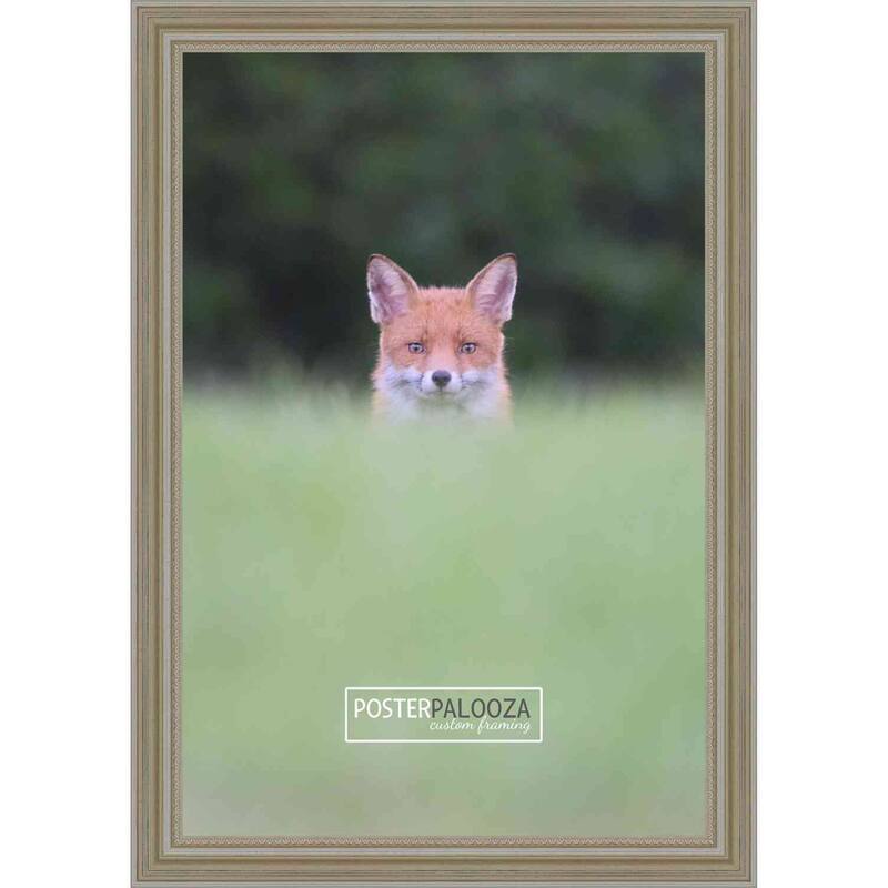 34x22 Traditional Silver Complete Wood Picture Frame with UV Acrylic