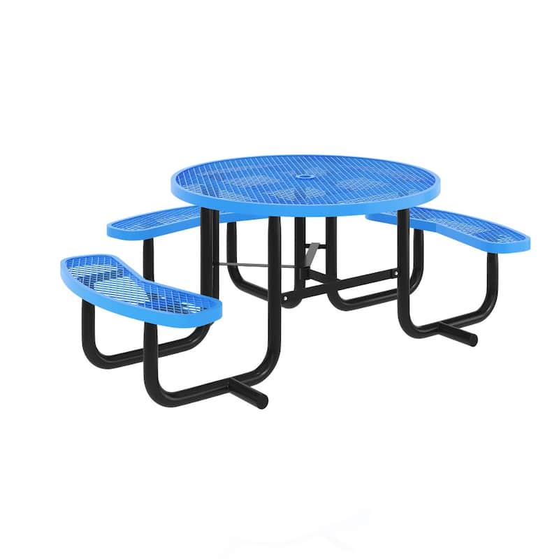 46" Round Wheelchair Accessible Metal Picnic Table with Ground Anchors - 82.5"W x 82.5"D x 29"H