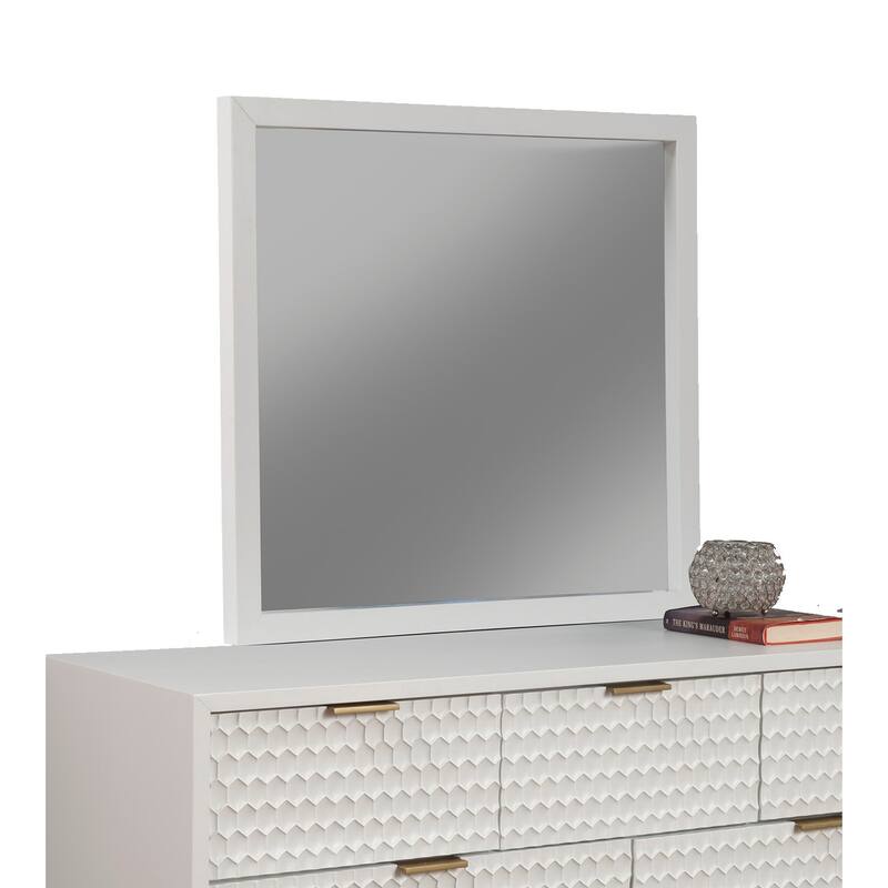 Origins by Alpine White Pearl Wood Mirror in White