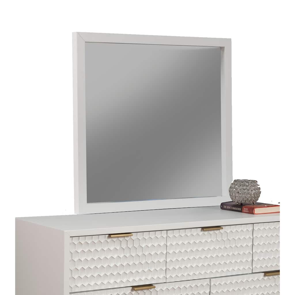Origins by Alpine White Pearl Wood Mirror in White