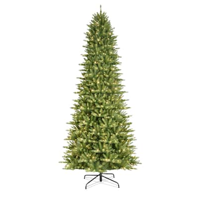 Puleo International 12 ft. Pre-lit Slim Fraser Fir Artificial Christmas Tree