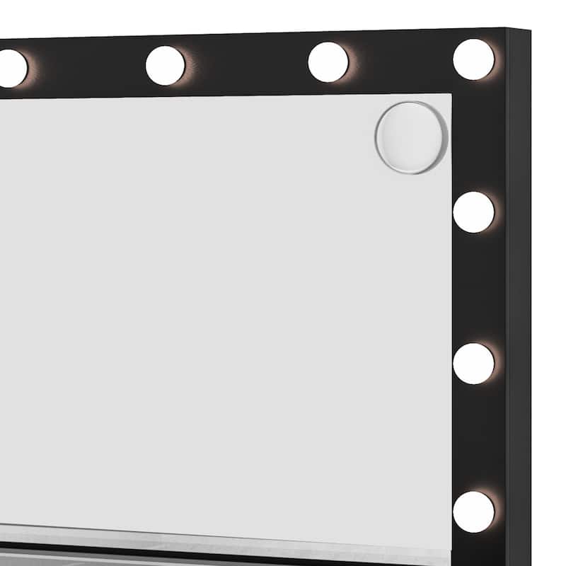 Moasis Mirror and Lights Vanity Desk Makeup Vanity Set with Glass Top and 10-Drawer, Charging Station, Dressing Table