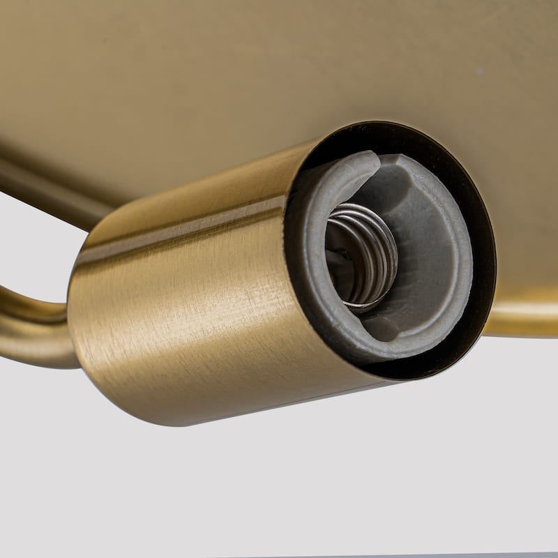 3-Light Modern Gold Dome Semi Flush Mount Lights with Ribbed Glass Shape - Brass