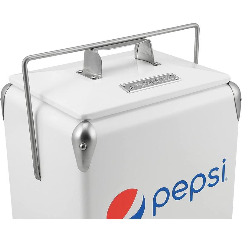 Permasteel 14-Qt Small Portable Cooler in White with Pepsi Logo