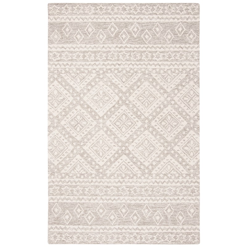 SAFAVIEH Handmade Micro-Loop Kobie Wool Rug - 5' x 8' - Dark Grey/Ivory