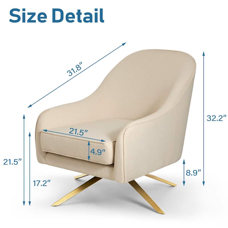 VredHom Modern Swivel Accent Chair with Stainless Steel Legs