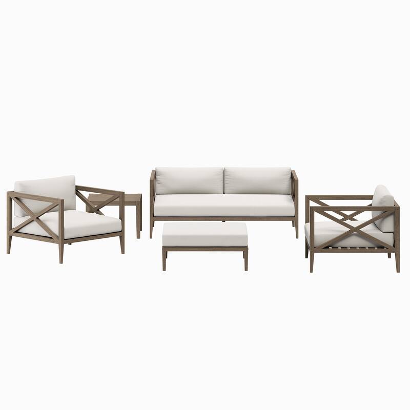 Northlake 5-Piece Outdoor Patio Teak Wood Furniture Set