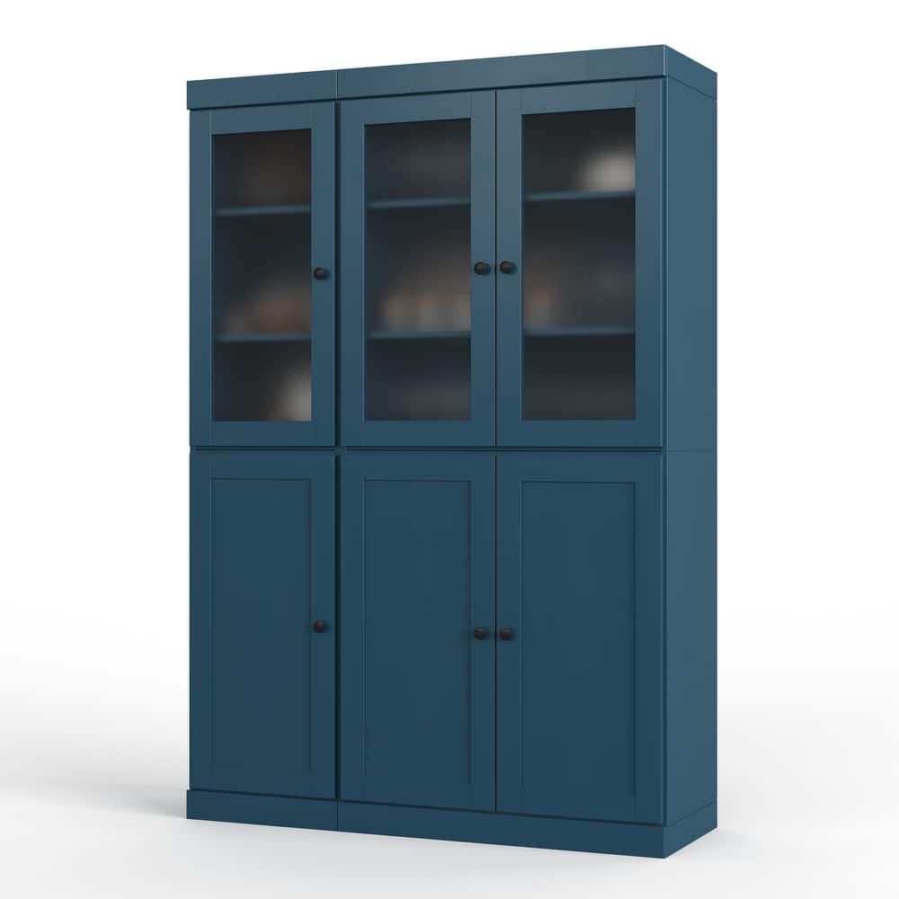 Palace Imports 100% Solid Wood 48.5" Pantry Cabinet with Frosted Glass, Shaker Doors, 2-Drawers and Adjustable Shelves